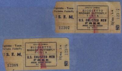 Two tickets to Opera - Rigoletto Madame Butterfly